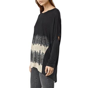 All Saints Serpine Wave Sweater Size XS Snake Elbow Cutout Edgy Jumper Thin Knit
